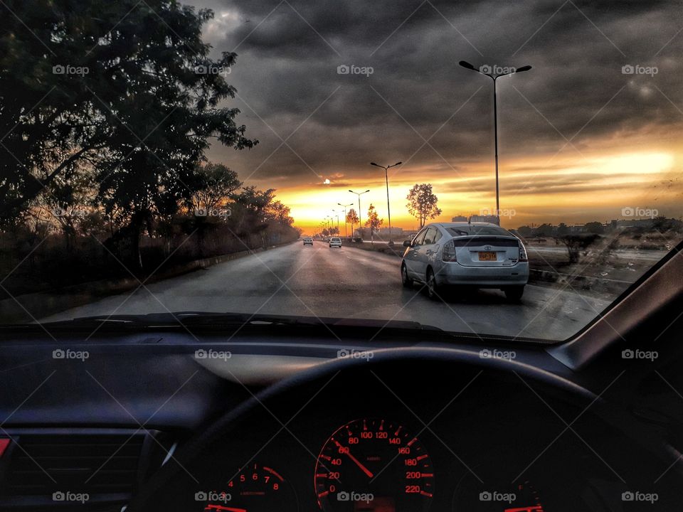 Driving in Islamabad, Pakistan.