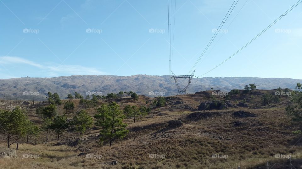 electricity line in the mounta. cable trough mountains