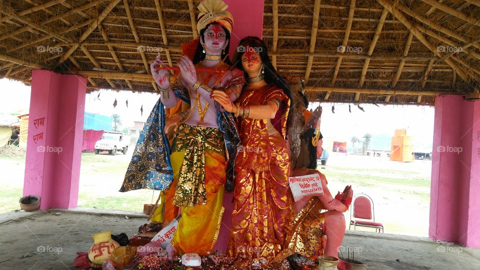 God Vishnu and goddess radha in the temple. In this year, I have done a deed that I should keep a good idol every day so that people can get the beautiful idol and make a good idol in May exhibition.