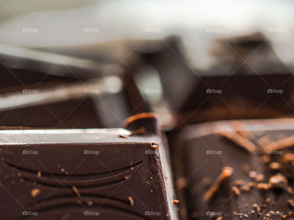 Extreme close-up of chocolate bar