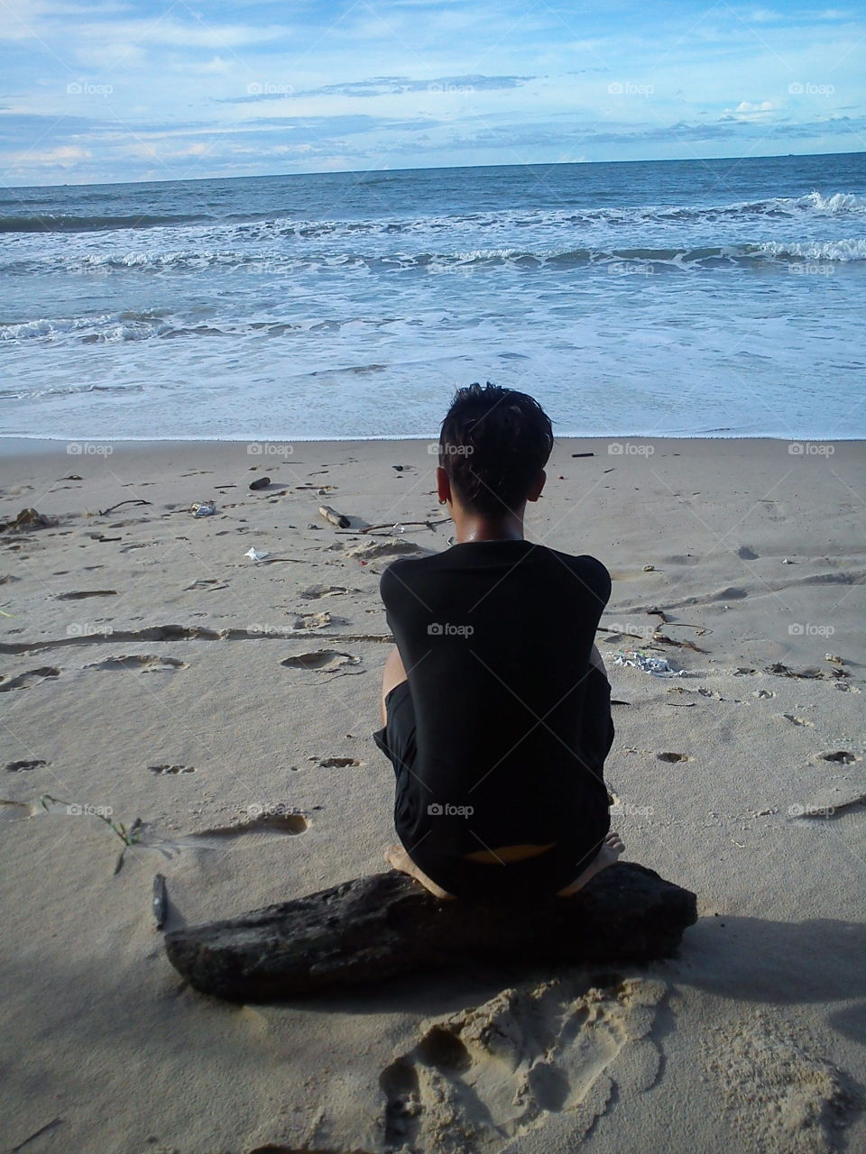 sitting on the beach