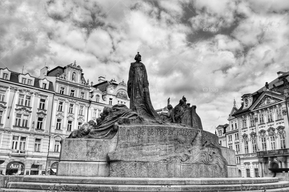 Jan Hus monument, Prague. Monument made of stone and bronze by Ladislav Šaloun (1915) is one of the most significant Art Nouveau symbolist works of Czech monumental sculpture.