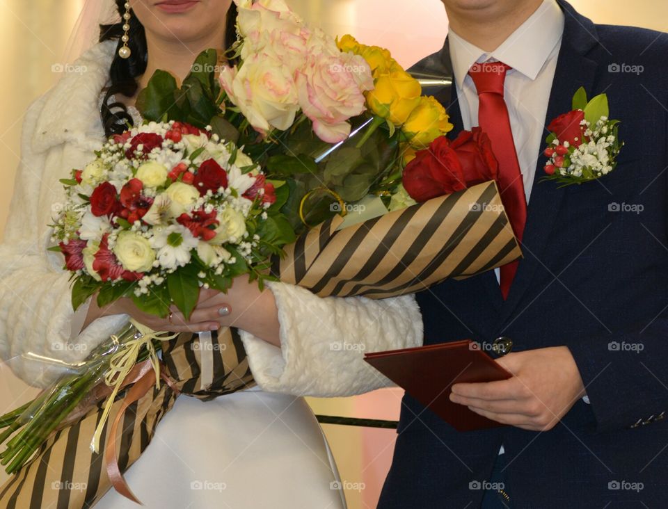 Wedding, Bouquet, People, Woman, Groom