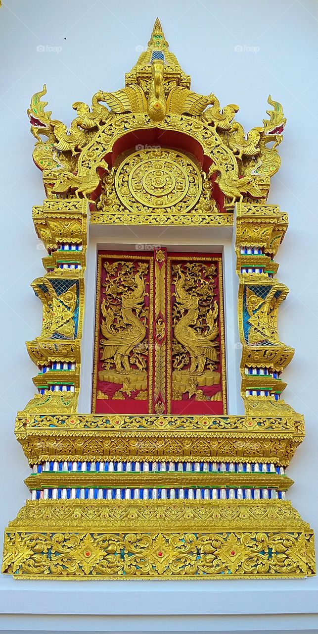 beautiful window. thai temple.