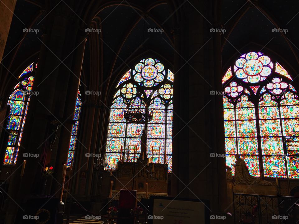 Stained Glass Windows in Notre Dame, France