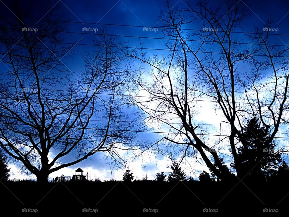 dark blue sky and clouds