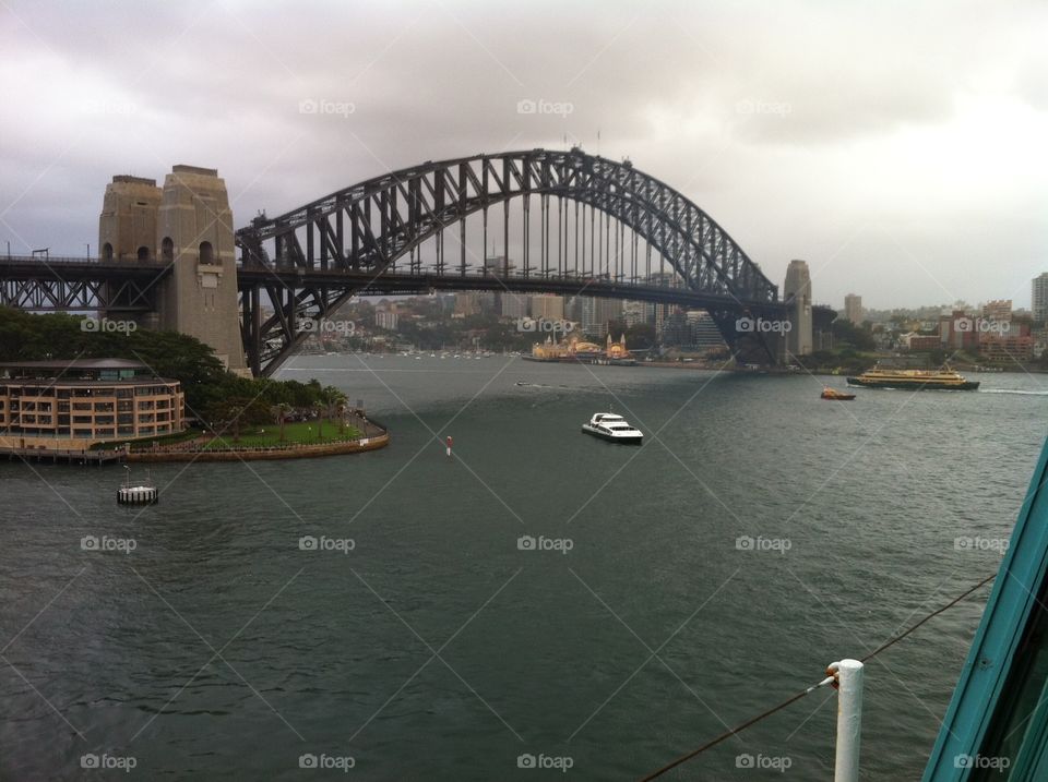 Sydney Harbour Bridge. Sailing out of Sydney