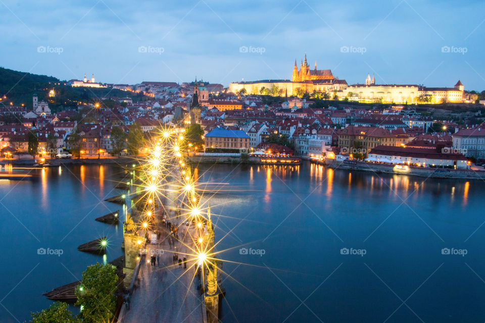 Charles bridge at night