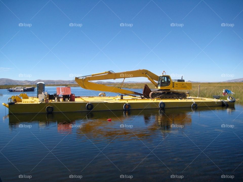 Heavy machinery on Lake Titicaca - Peru 