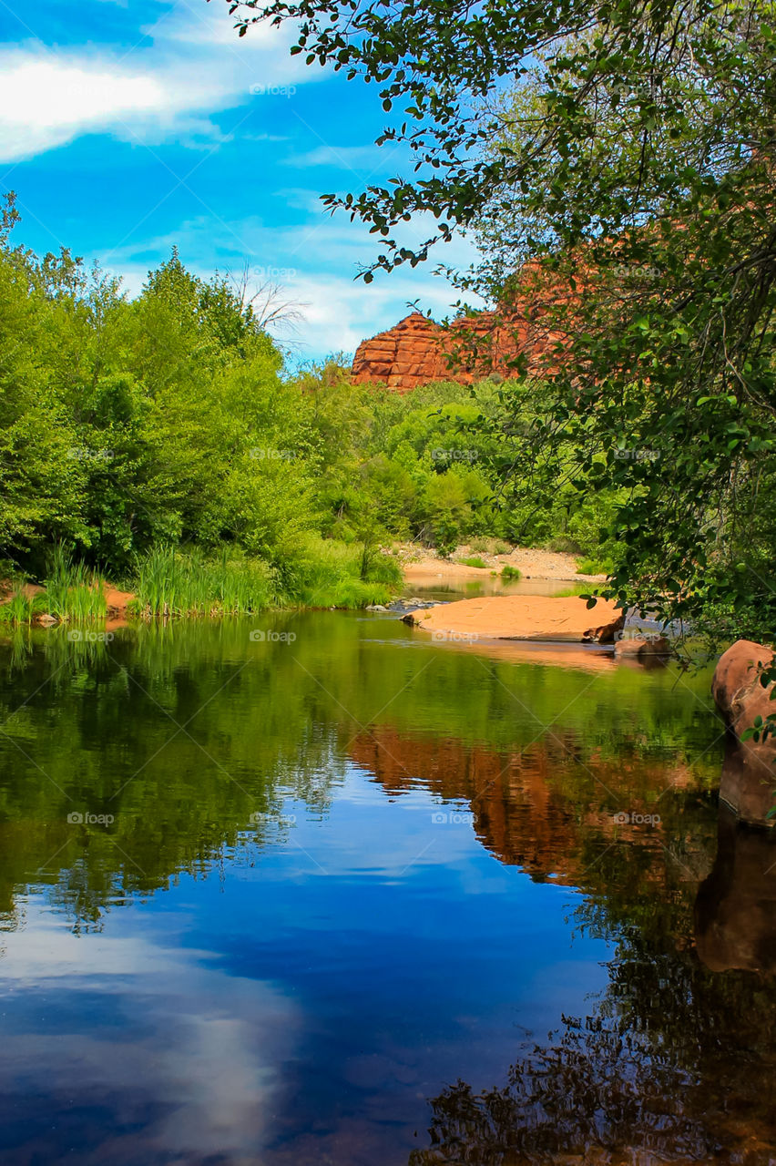 Slow rivers runs through an Arizona valley