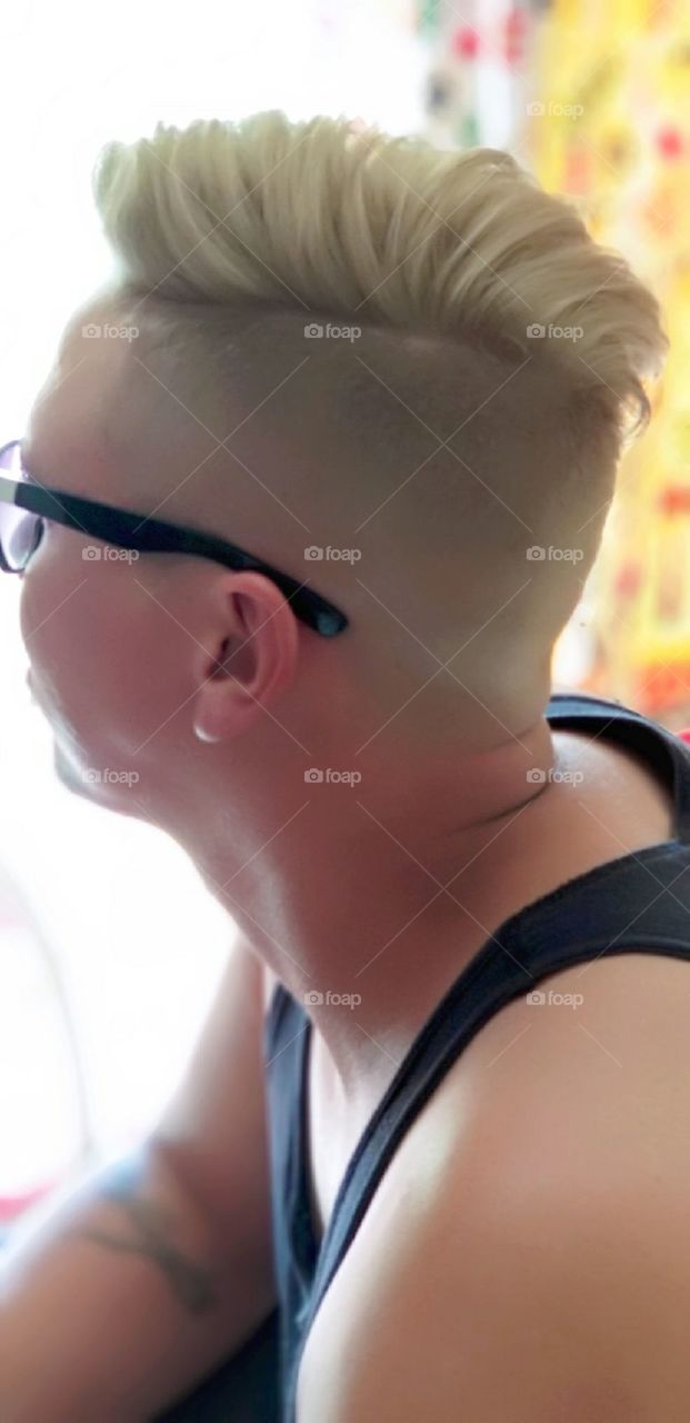 blond comb over fade