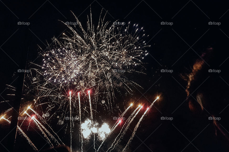Close-up of fireworks at night 