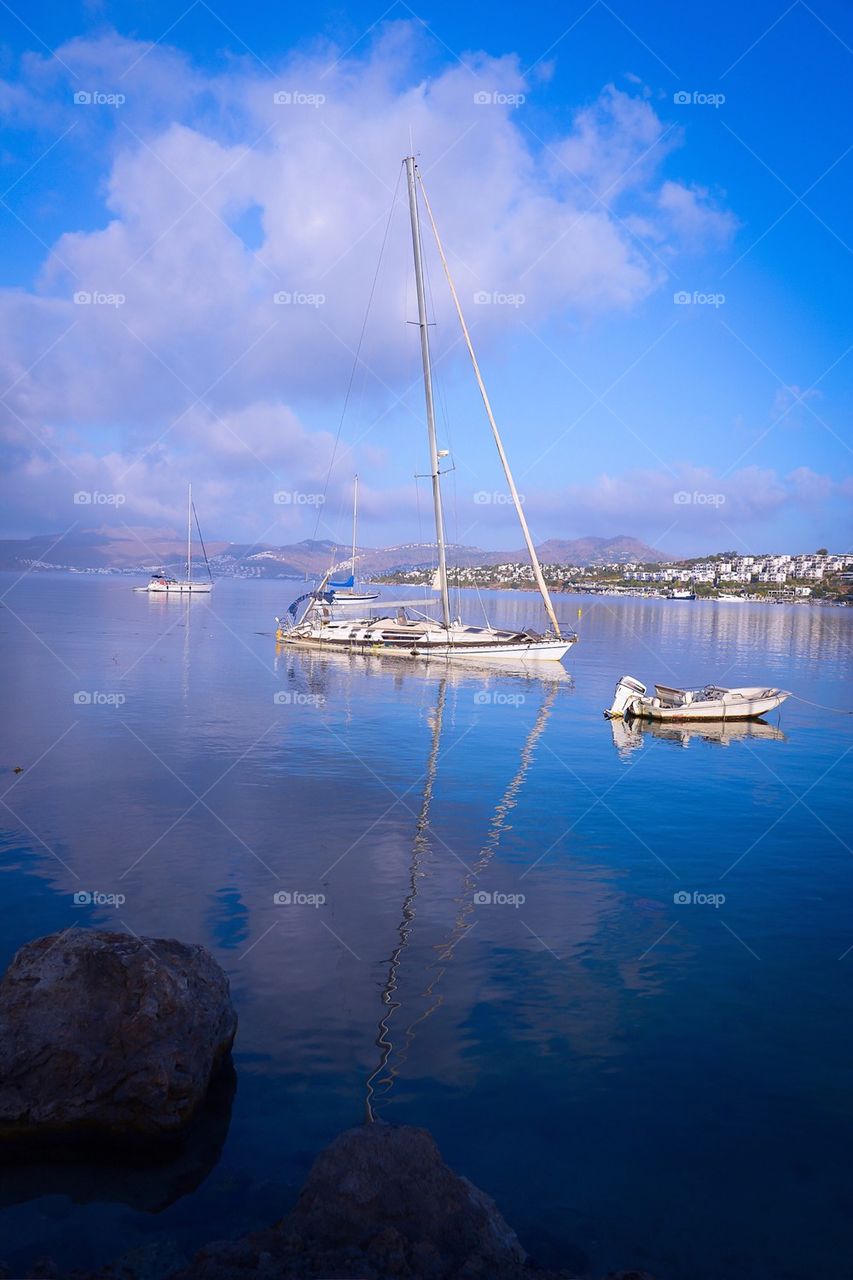 Sailboat sailing on sea