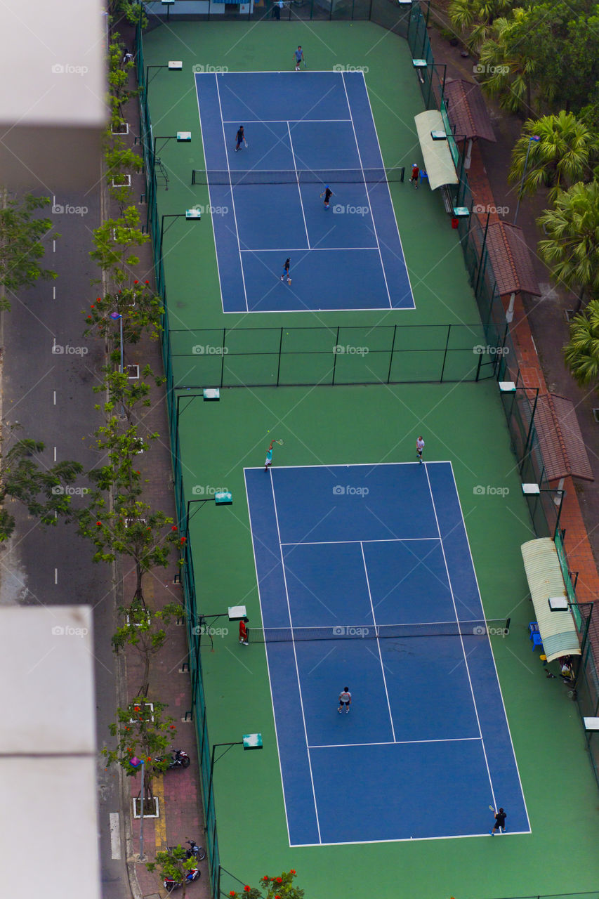 Tennis court view from above