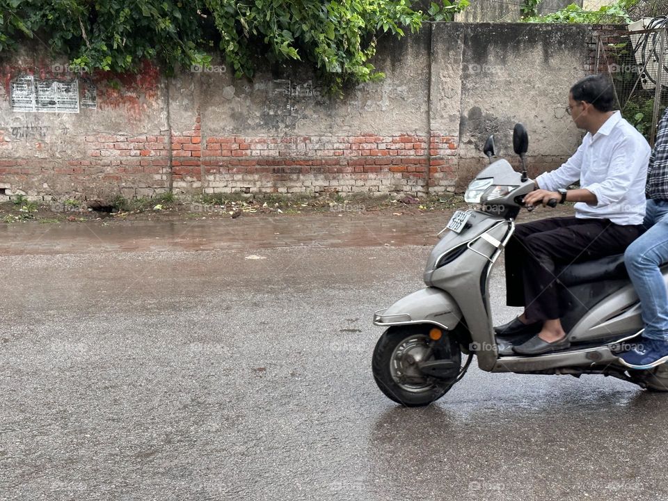 Commuting on scooter 