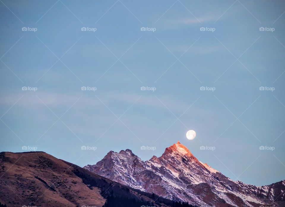 vision to cherish: moon set in Himalayas