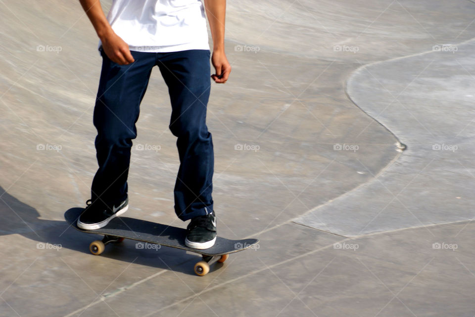 Skateboarder at Venice Beach skate park