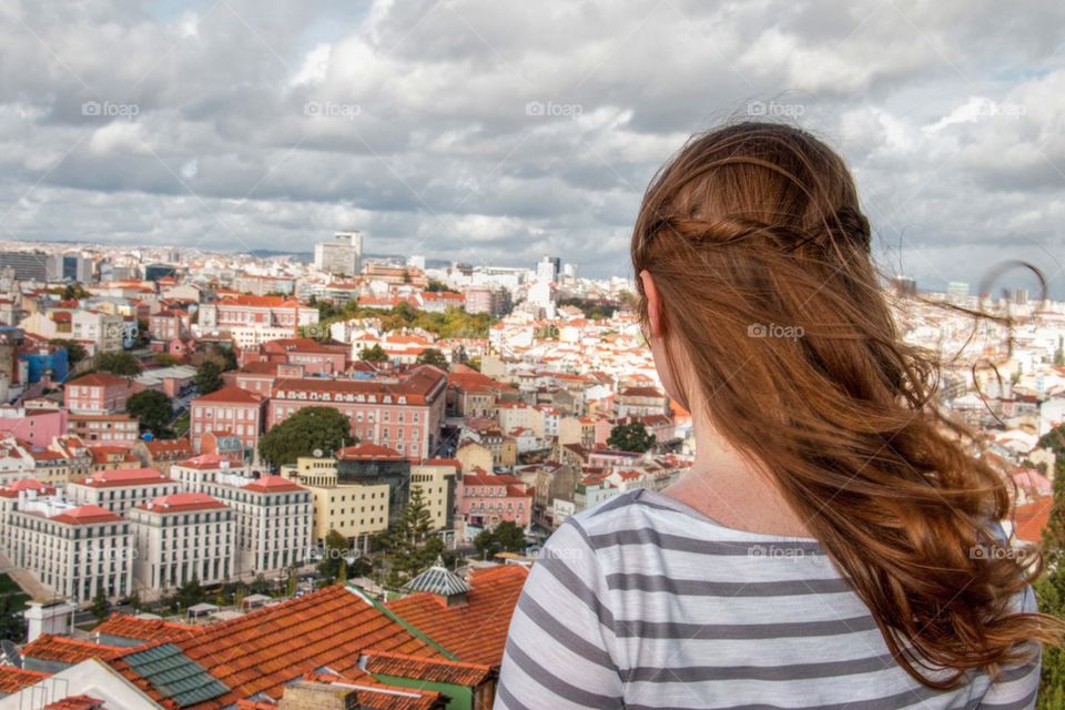 My wife looking over lisbon 