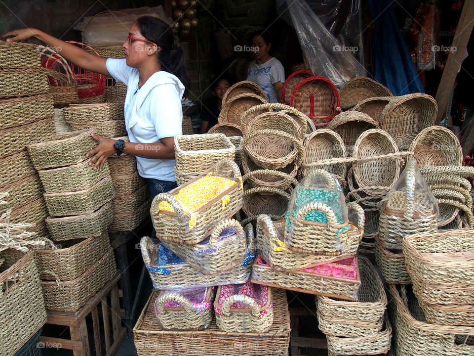 store selling baskets. store in manila, philippines in asia selling home decors and handicraft baskets