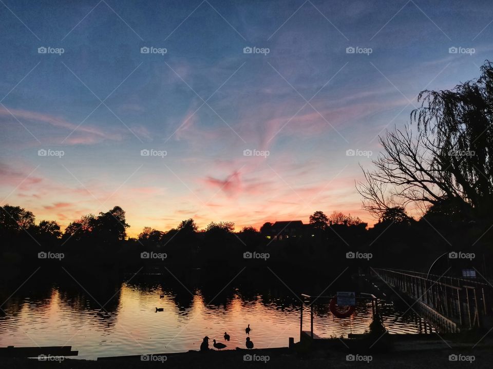 Amazing sunset over the mere.