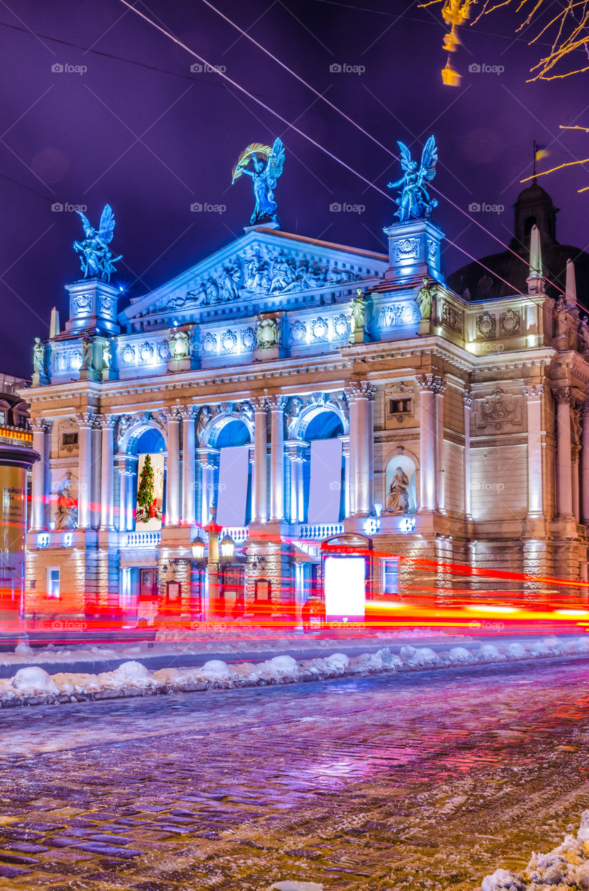 Night Lviv city scene