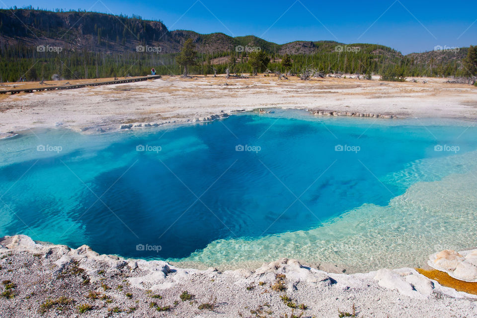 Blue sapphire pool in Yellowstone