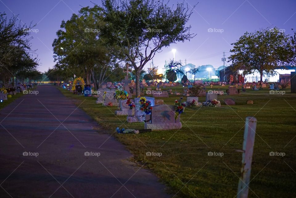 Cemetery at night 