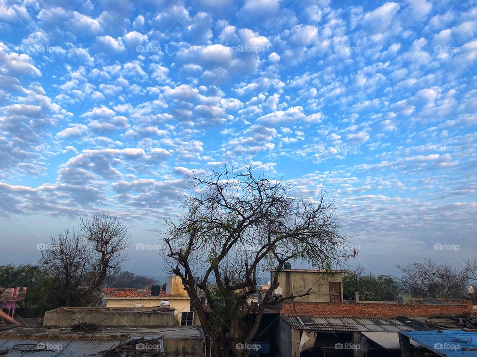 Beatiful blue sky with clouds