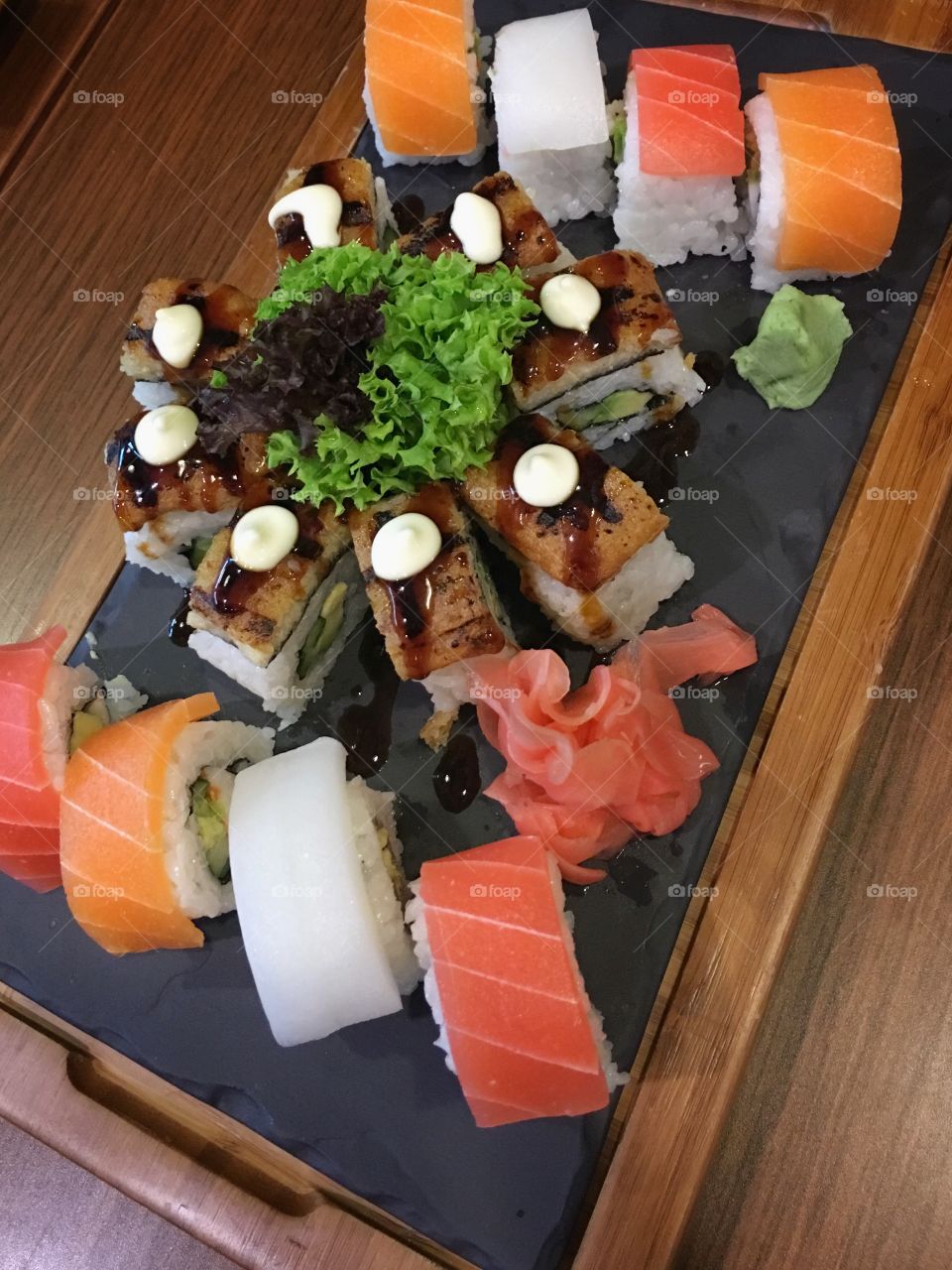 Healthy vegetarian Japanese sushi dish
