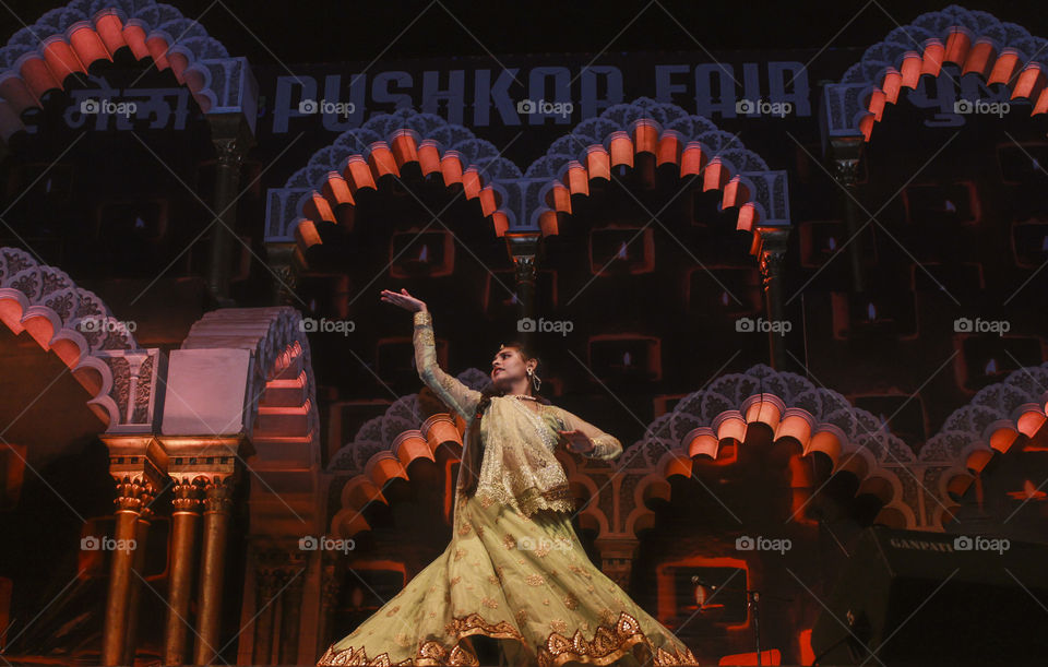 Pushkar, Rajasthan, India - November 17 , 2018 kathak dance performance