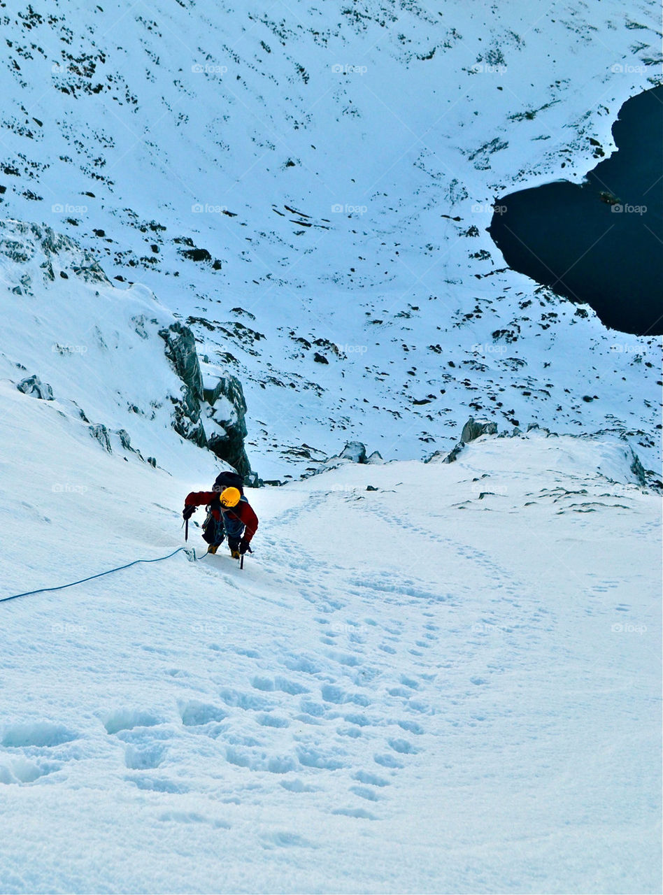 A human hiking on mountain