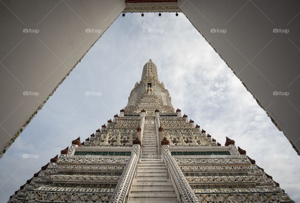 Frame and Guide line to the most famous pagoda of  Temple of  Dawn (Wat Arun) in Bangkok Thailand 