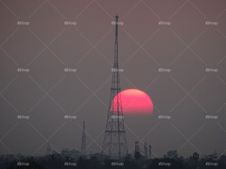 No Person, Sunset, Sky, Tower, Dawn