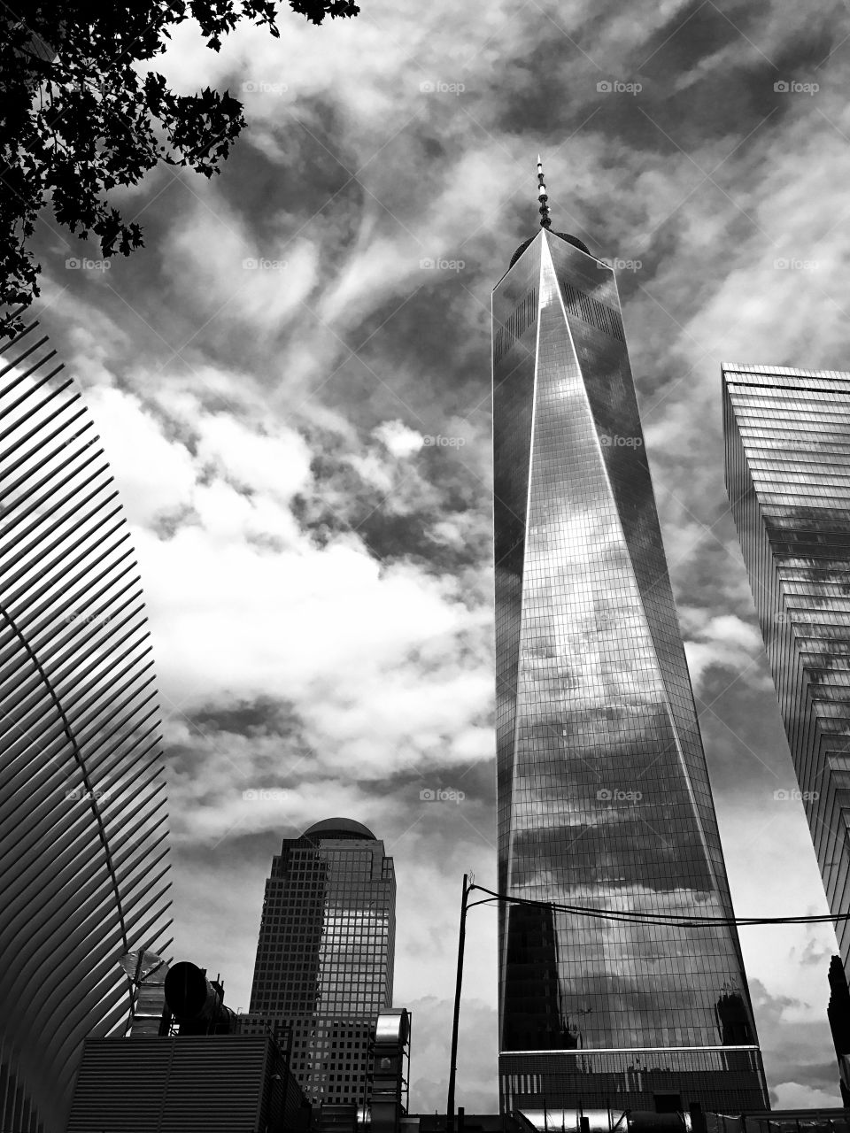 One World Trade Center New York City. Black and White 