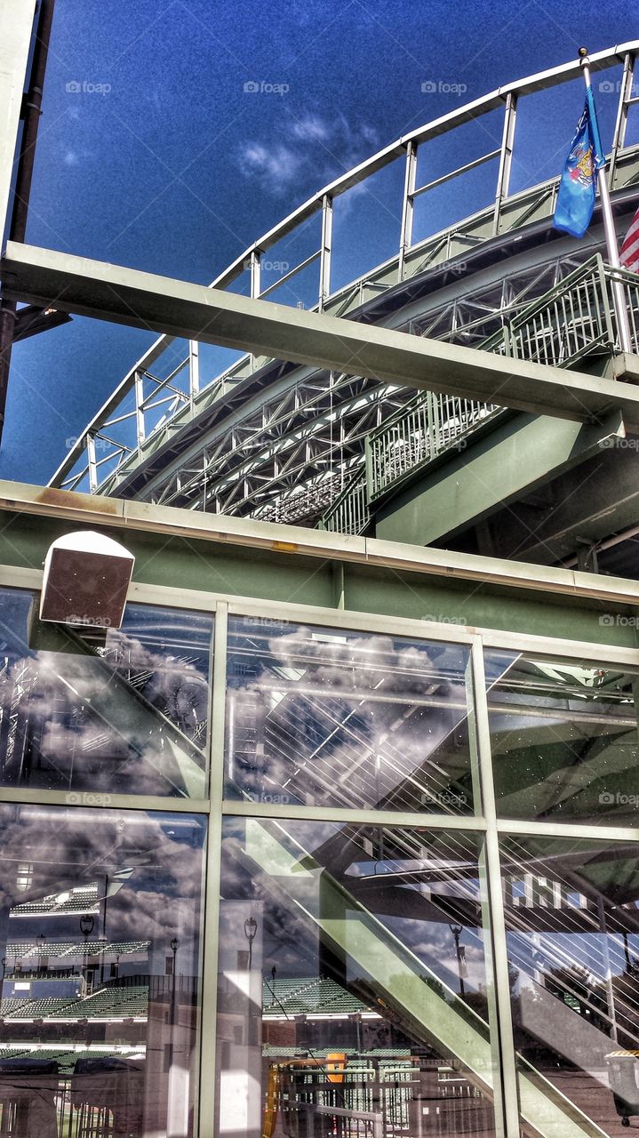Architecture. Open Retractable Roof at Miller Park