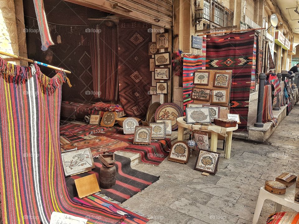 carpets and mosaics for sale at madaba, jordan