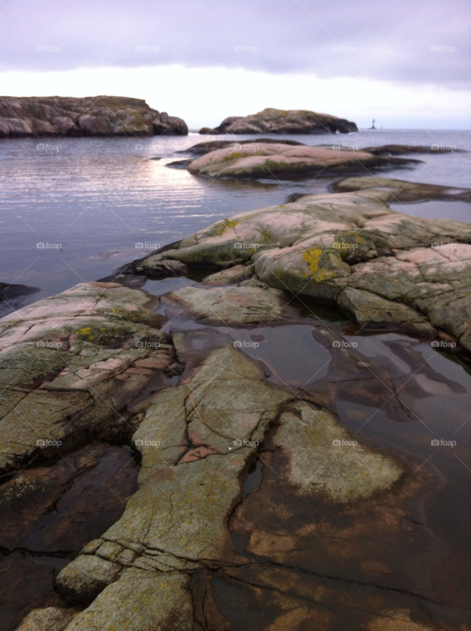 Sea and rocks at sunset