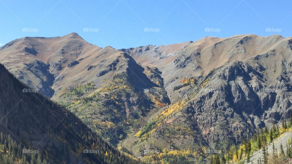 Mountains with fall colors JerrOld Hundred Mine, outside Silverton, Colorado