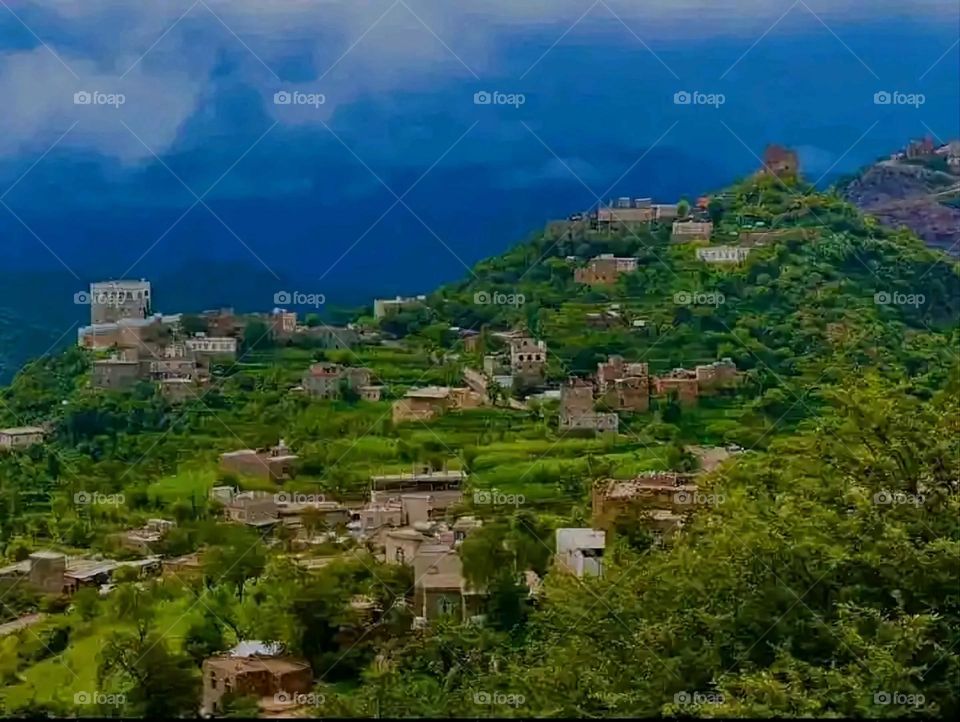 Glory be to God, the magnificent and picturesque view and the natural green trees are a view that is nothing more wonderful than it