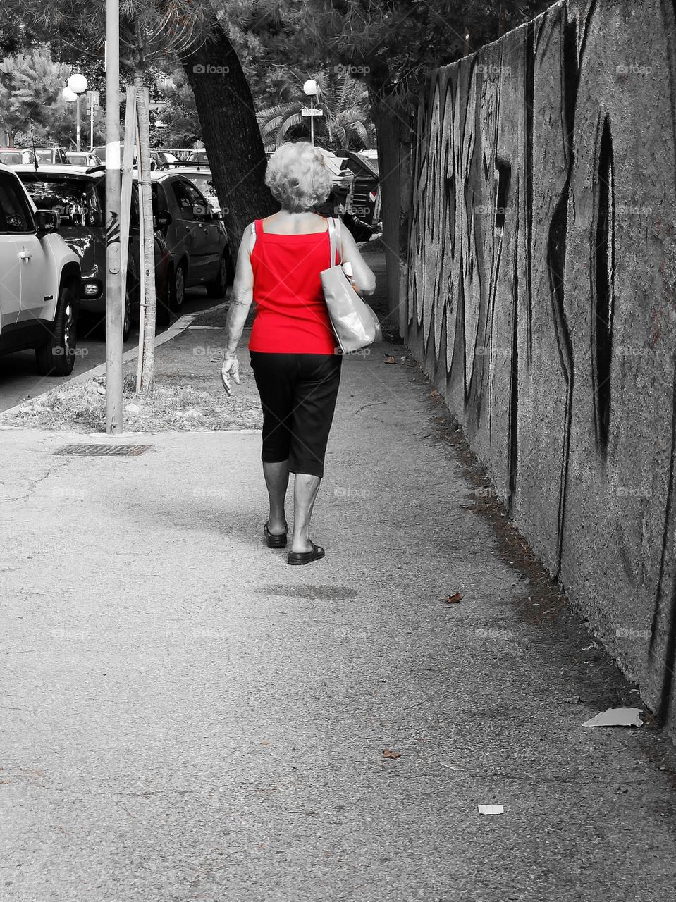 Woman walking on the street