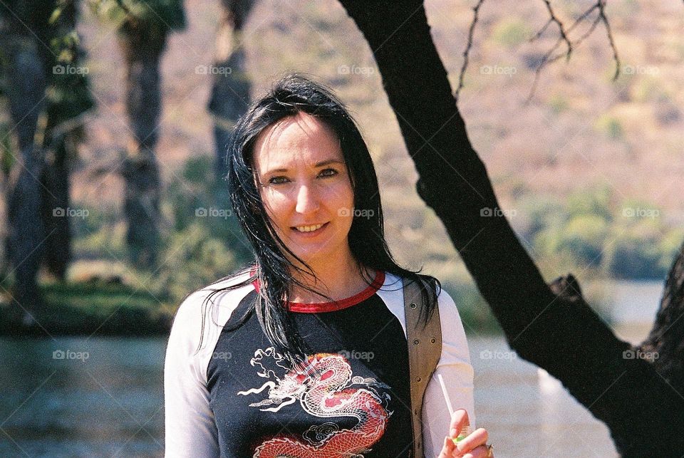 beautiful smile. summertime at the lake.