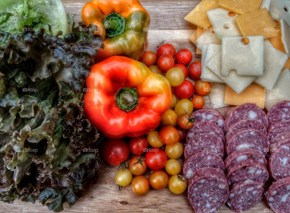 Fresh vegetables on table