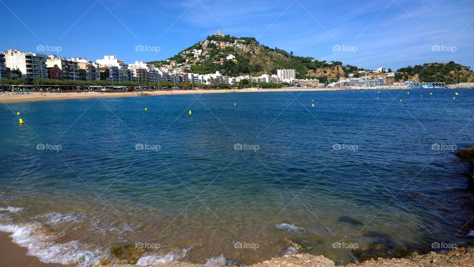 Beach in Blanes, Spain. View of the beach of Blanes, Girona, Spain