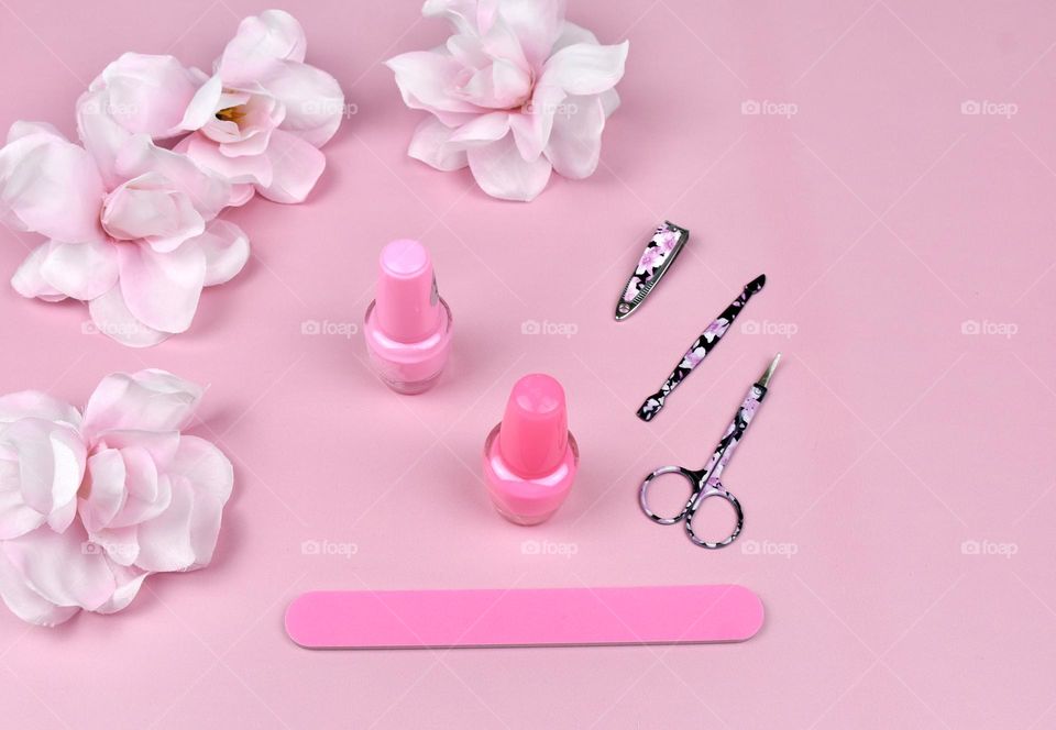 Pink manicure items