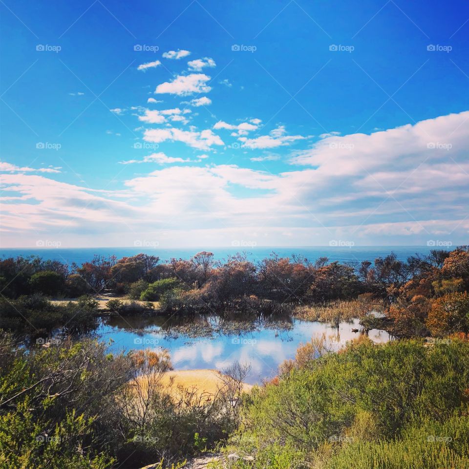 Clouds reflections on water