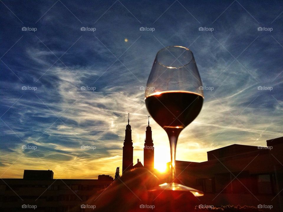 Wine in sunset
