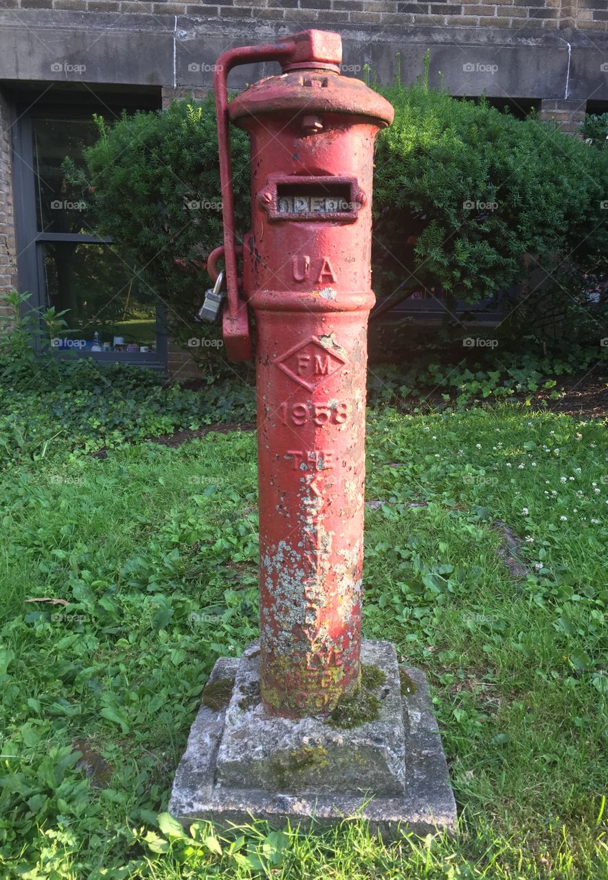 Old gas meter in front of the Rec center