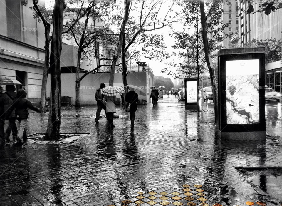 NYC street on a rainy day