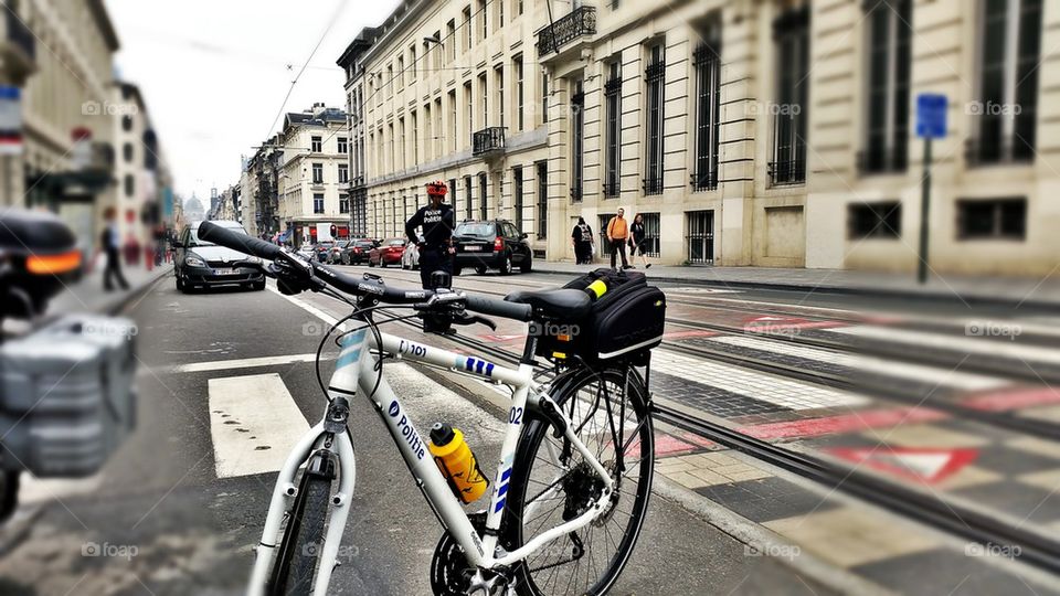 Policewoman and her bike