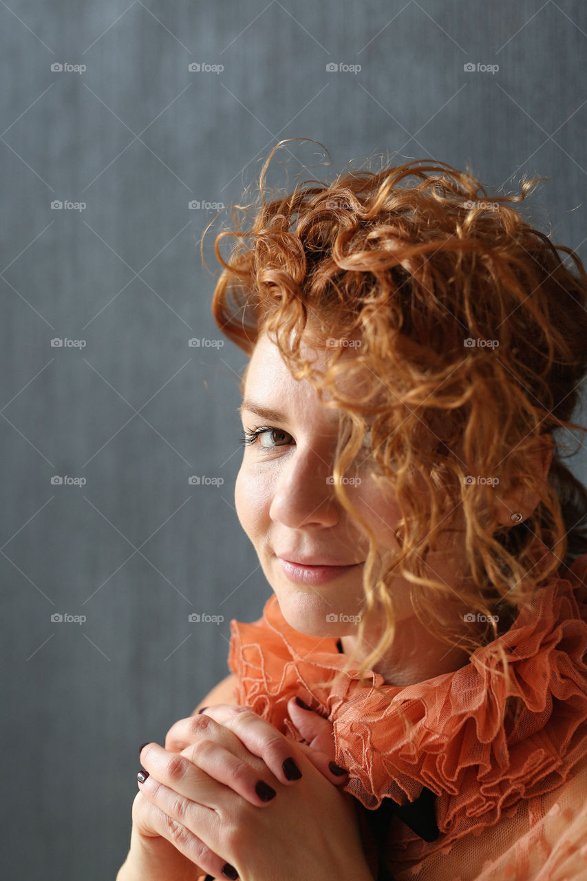 portrait of a beautiful red-haired girl